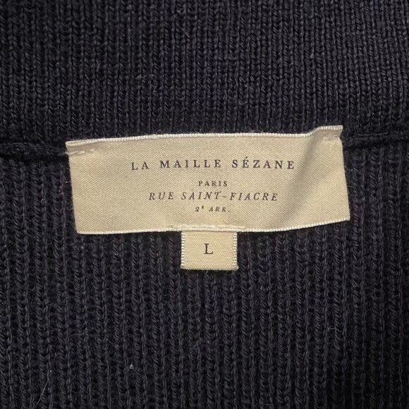 EUC Sezane Naelle Merino Cotton Knit Midi Skirt Navy Large - Picture 6 of 8